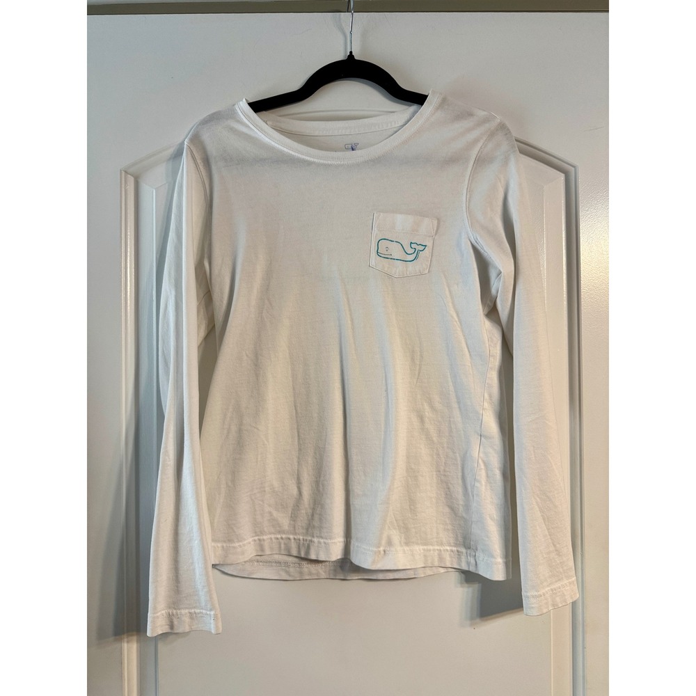 Vineyard Vines Long Sleeve T-Shirt Small White Whale Pocket Tee Preppy Beachy